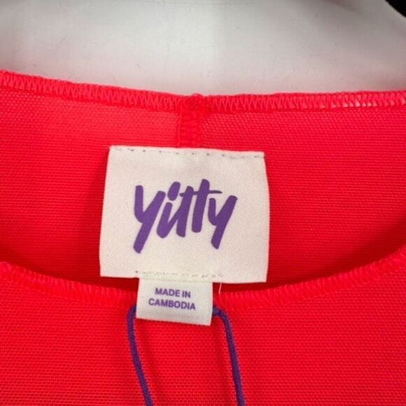 NWT Fabletics x Yitty Mesh Me Smoothing LS Sheer Bodysuit Neon Pink Small - Picture 2 of 11
